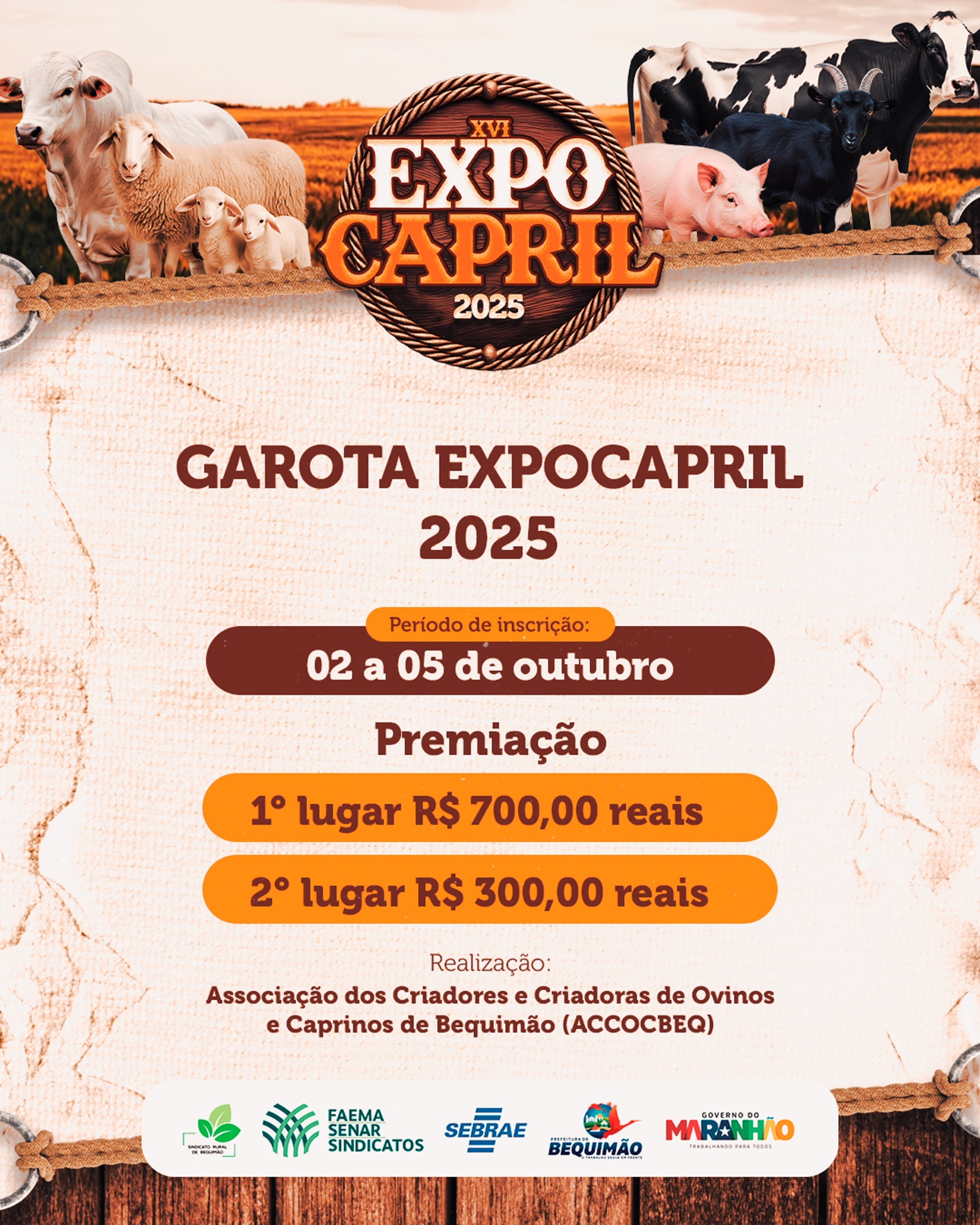 Prefeitura de Bequimão abre inscrições para o concurso #GarotaExpocapril2025